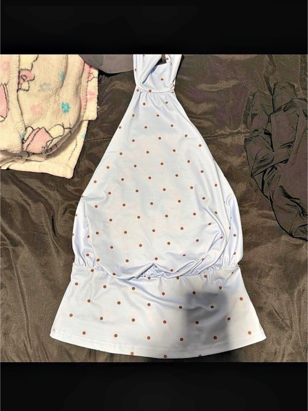SHEIN Polka Dot Backless Crop Top in Blue Size XS